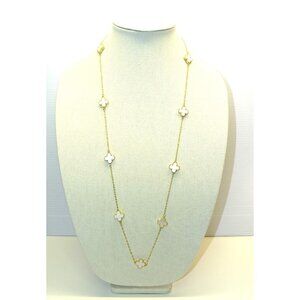 Necklace With white Motifs & Gold Chain - Elegant Women's Jewelry Gift